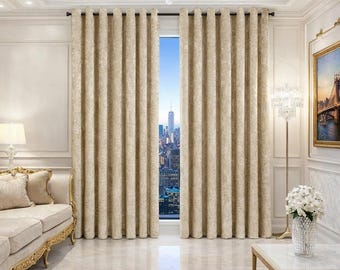 Cortinas de terciopelo de ante de lujo con ojales, cortinas opacas para la habitación