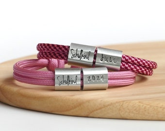 Personalized schoolchild bracelet with name, sailing rope, first day of school gift
