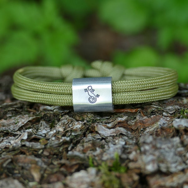 Cooles Jungen Armband Gecko aus Segeltau,personalisierbar, handgestempelt,Geschenk Naturfreund