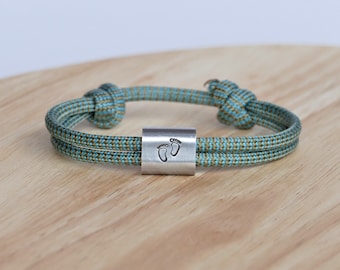 Footprint bracelet for dad with hand-stamped engraving, godfather gift, first Father's Day