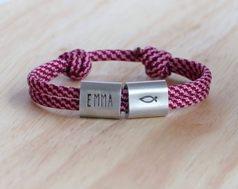 Engraved bracelet with name, fish symbol, children's bracelet, communion, confirmation, first communion