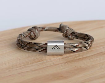 Personalized mountain bracelet with hand-stamped engraving, mountaineering gift, Oktoberfest