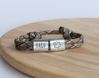 Personalized dog name bracelet for dog owners, paw print, animal lover gift