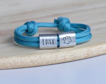 Personalized paw print bracelet with dog's name, gift for dog owners, dog keepsake
