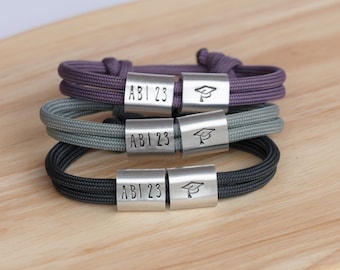 Personalized graduation bracelet, hand-stamped engraving, graduation 2026, graduation gift