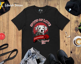 Dalmatian T-Shirt for Dog Lovers, Urban Dalmatian Graphic Tee, Spotted Dog Shirt, Red Eyes Dog Art, Unisex Gift