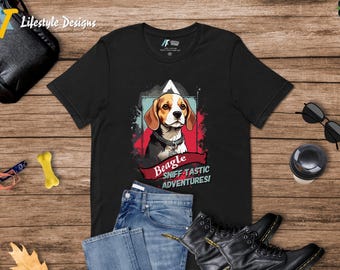 Koszulka unisex Beagle Sniff-Tastic Adventures, koszulka dla psa Beagle, prezent dla miłośnika psów, zabawna koszulka Beagle, prezent dla właściciela zwierzaka