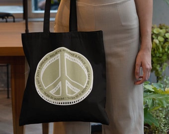 Peace is Real / Thick cloth bag for on the go / Organic / Tote Bag /Carrier bag / Gift / Environmentally conscious / Vegan /Bag / Peace