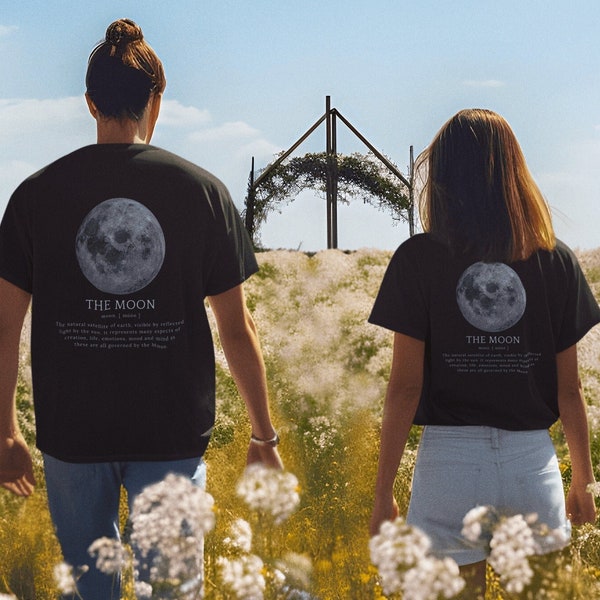 The Moon Unisex T-Shirt 100% Bio Baumwolle mit Lässiger Passform - Rücken Print für Männer und Frauen - Nachhaltig Fair Wear - Definition