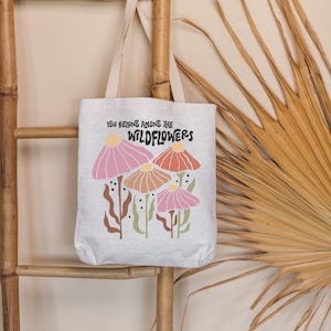 Wildflowers organic cotton bag boho - thick tote bag made of organic cotton - flower fabric bag as a gift - jute bag for shopping