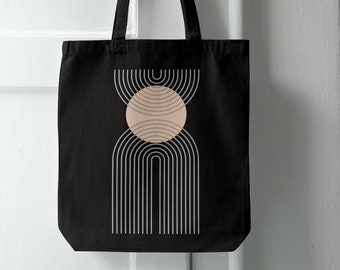 Abstracte organische stoffen tas Canvas draagtas Digital Printing Market Bag Minimale zwarte boodschappentas, milieuvriendelijke tas - draagtas