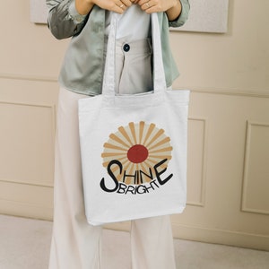 Shine organic fabric bag canvas - fabric bag for on the go - shopping bag - environmentally friendly bag - cotton tote bag - sun