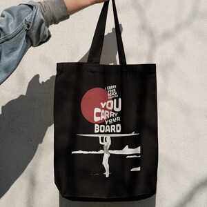 Organic Jute Bag Thick Fabric / Surfing Girl /Dead Bag/ Statement/Sustainable/Writing Print /Cloth Bag /Organic Cotton/Beach/Surfing /Bag