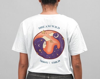 Relaxed Unisex T-Shirt / Organic / Casual Fit / Vegan / FairTrade / Moon / Round Neck /Spirit /Print T-Shirt /Print / For my girlfriend