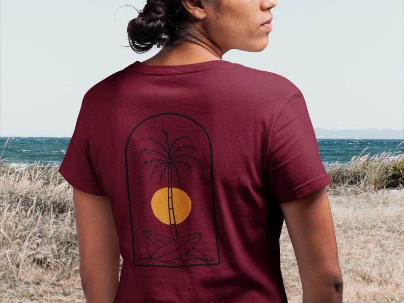 Surf and Sun Unisex T-shirt Organic Normal Fit Bio Digital Print Gift for My Girlfriend Sun and Surf Sunshine image 4