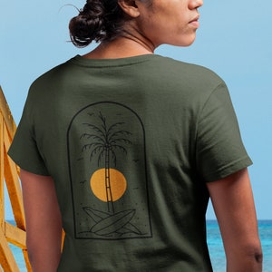 Surf and Sun Unisex T-shirt Organic Normal Fit Bio Digital Print Gift for My Girlfriend Sun and Surf Sunshine image 1
