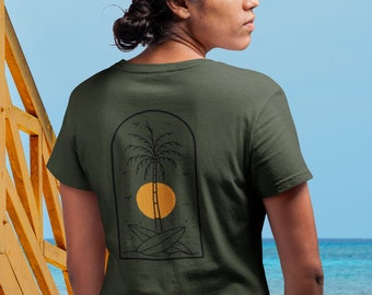 Surf and Sun Unisex T-shirt Organic Normal Fit Bio Digital Print Gift for My Girlfriend- Sun and Surf Sunshine