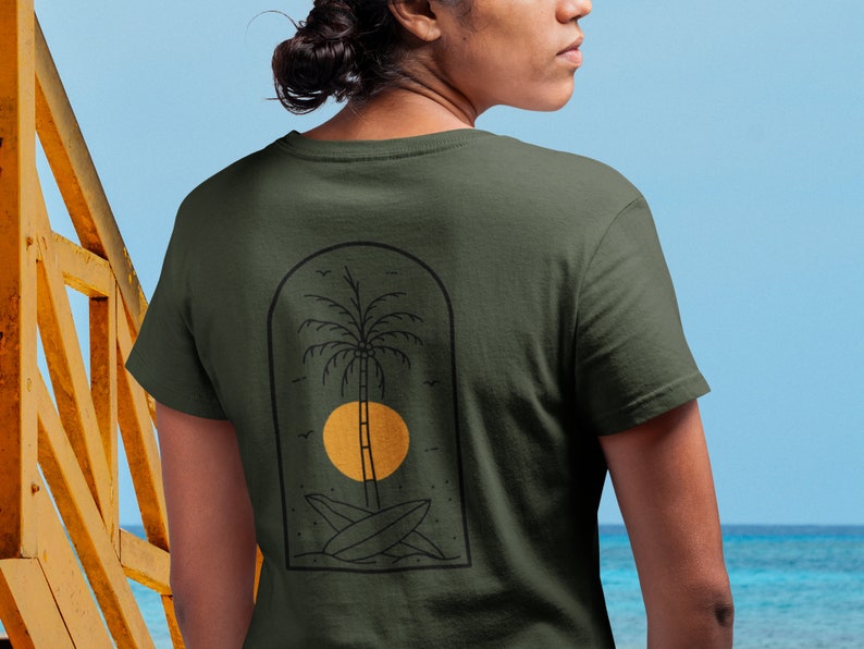 Surf and Sun Unisex T-shirt Organic Normal Fit Bio Digital Print Gift for My Girlfriend Sun and Surf Sunshine image 1