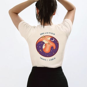 Moon Damen Shirt 100% Bio Baumwolle Taillierte Passform Organic Fem T-Shirt Dream Wild Moon Child Digital Druck Nachhaltig Natural Raw
