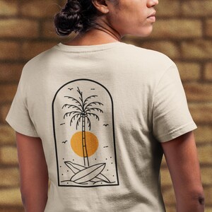 Surf and Sun Unisex T-shirt Organic Normal Fit Bio Digital Print Gift for My Girlfriend Sun and Surf Sunshine image 7