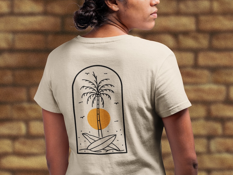 Surf and Sun Unisex T-shirt Organic Normal Fit Bio Digital Print Gift for My Girlfriend Sun and Surf Sunshine image 7