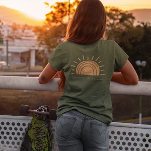 Unisex T-Shirt 100% Organic Cotton with Regular Fit - Sunny Digital Back Print - Sunshine Graphic T-Shirt for Men and Women