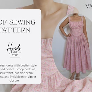 Bustier Bodice Dress Sewing Pattern – Basque Waist, Scoop Neck (PDF Pattern)