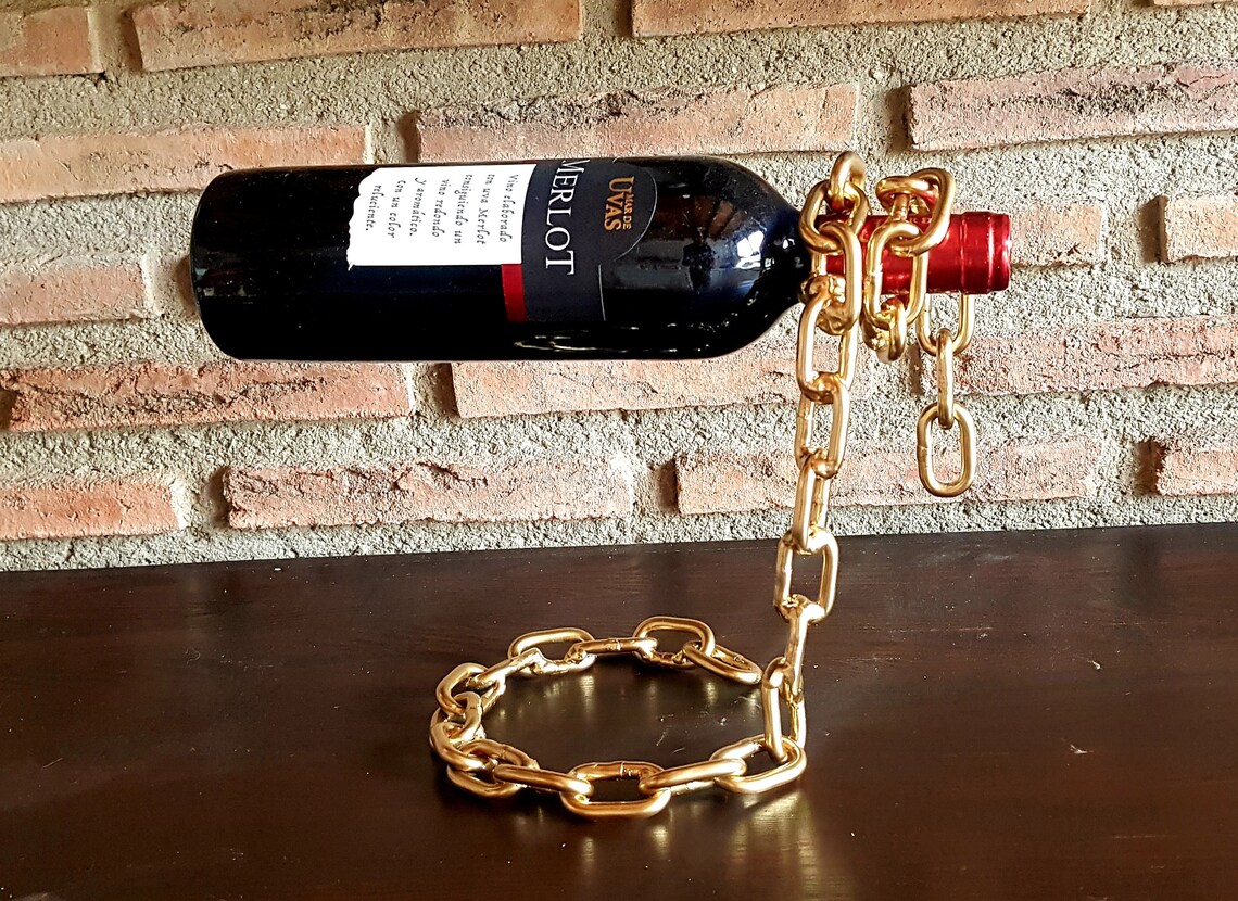 Handcrafted wine bottle holder floating chain Etsy