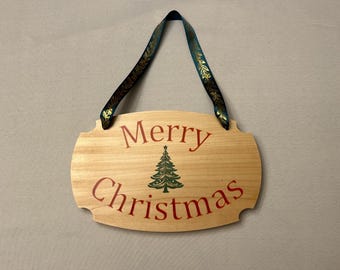 Placa de madera con incrustaciones de epoxi para Feliz Navidad