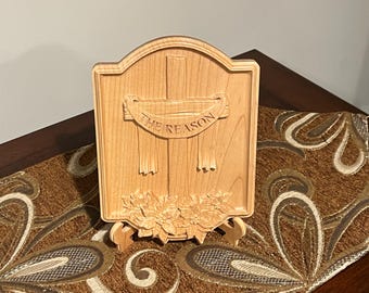 Placa navideña tallada en 3D "La Razón"