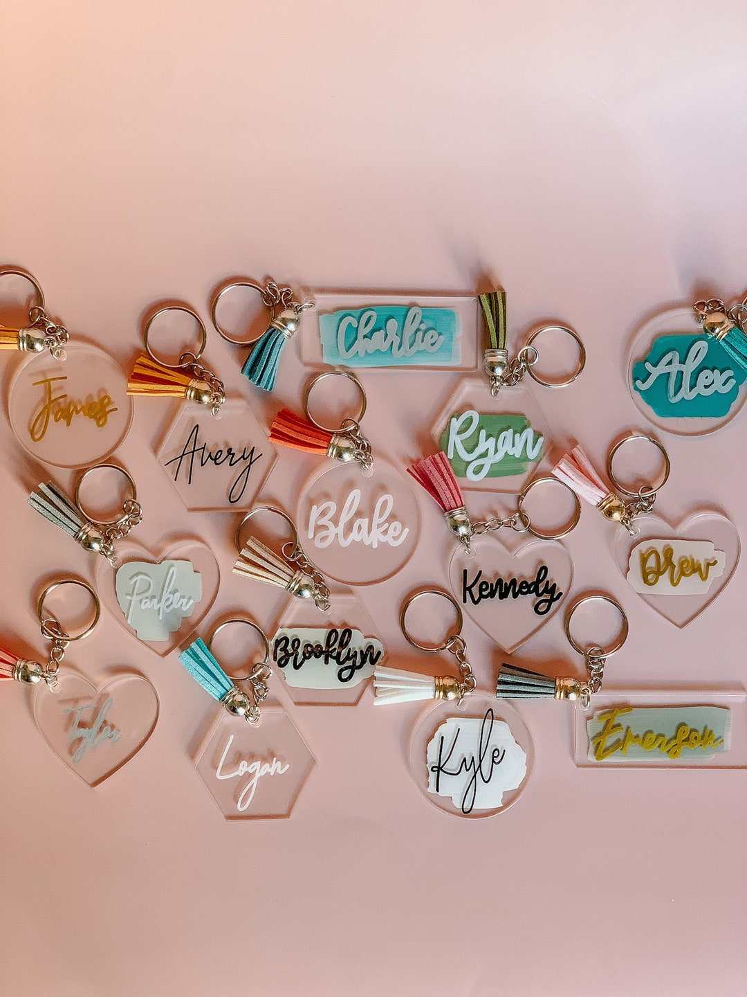 Personalized Acrylic Name Keychain Custom Handlettered Keychain Etsy