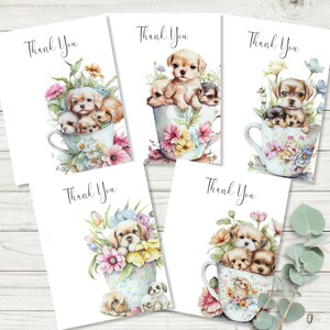 Thank You Card Dog Lover Puppy Thank You Card Multi-Design 5 Pack Blank Inside 4.25 x 5.5 with Envelopes