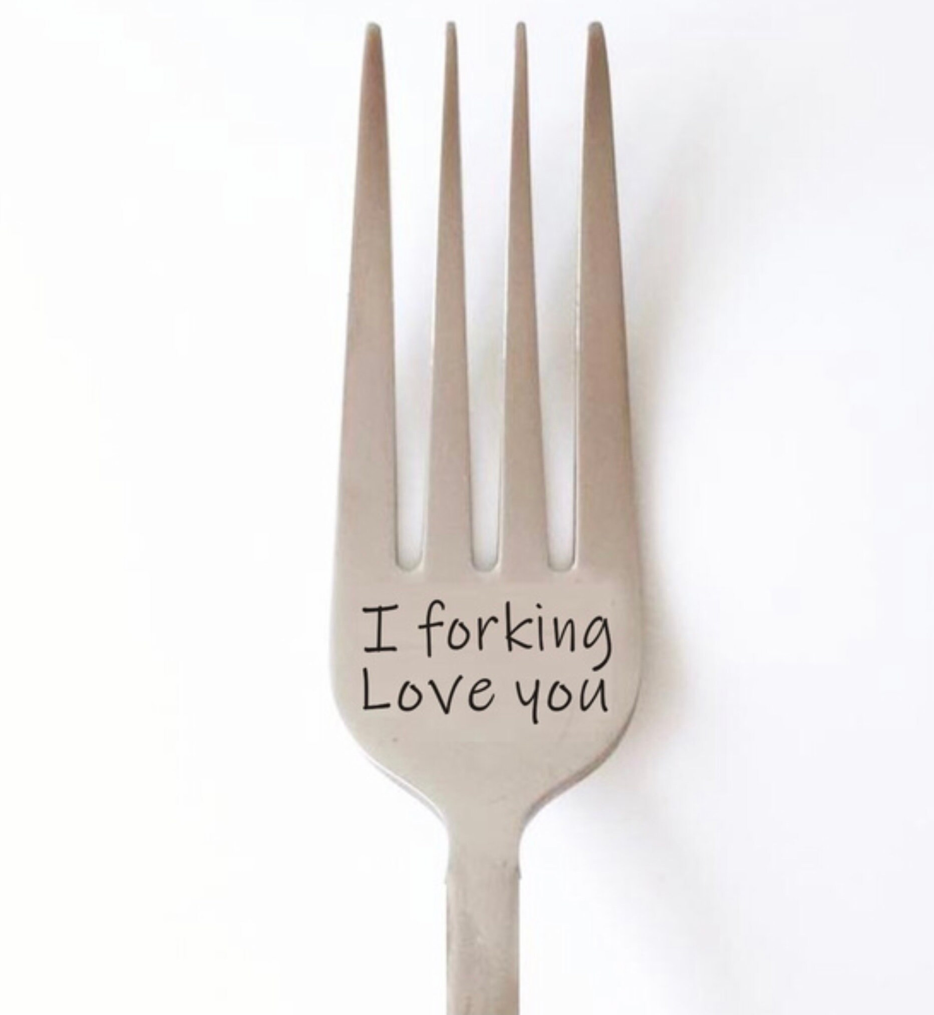 Stainless steel FORK with a message forking love you Etsy