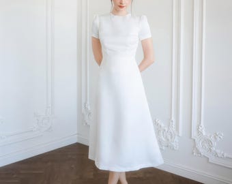 Party dress with button line back/ Modest prom dress/ Engagement dress/ Casual wedding dress/ D150020