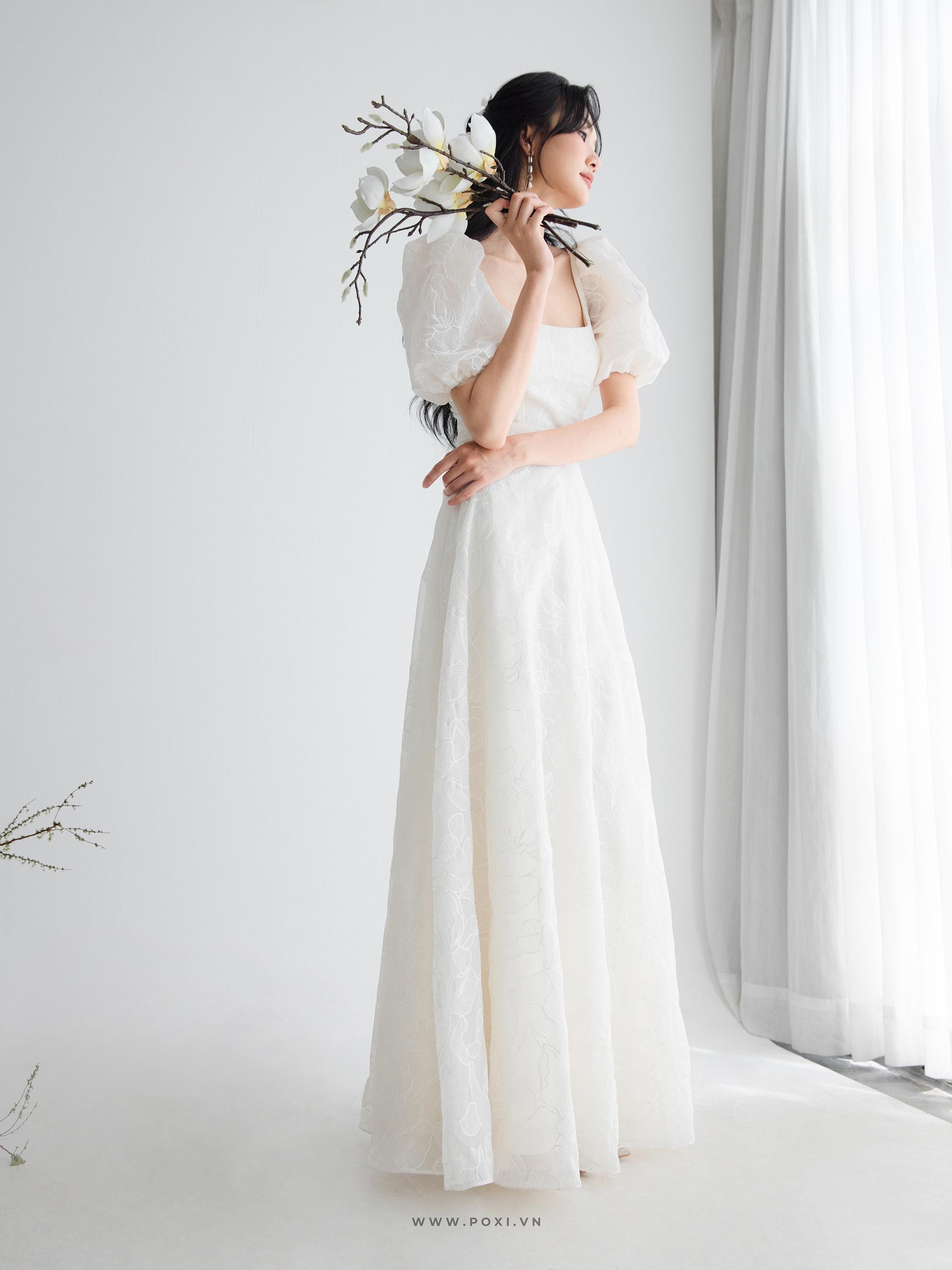 Floral Embroidered Wedding Dress  Sheer Bridal Gown  Boho Minimalist Bride  Dress  Garden & Elopement Wedding - D1804 - Etsy