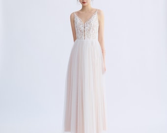 Abito da sposa in pizzo, vestito da sposa, realizzato su misura - D1998