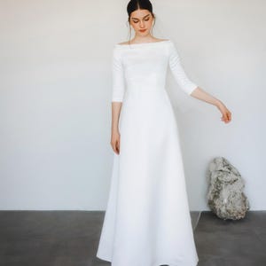 Boat neck wedding dress / Unique wedding dress / star wedding dress / celestial dress / D159021