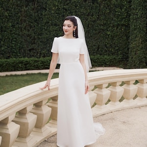 Boat neck wedding dress / Unique wedding dress / Minimalist dresses /Dresses for wedding / D141620D