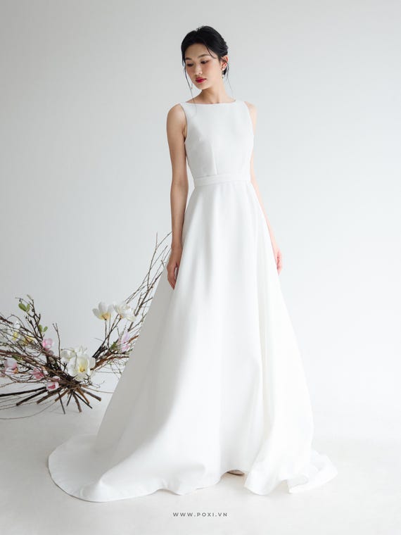 sachin and babi light blue dress Minimalist Wedding Gowns