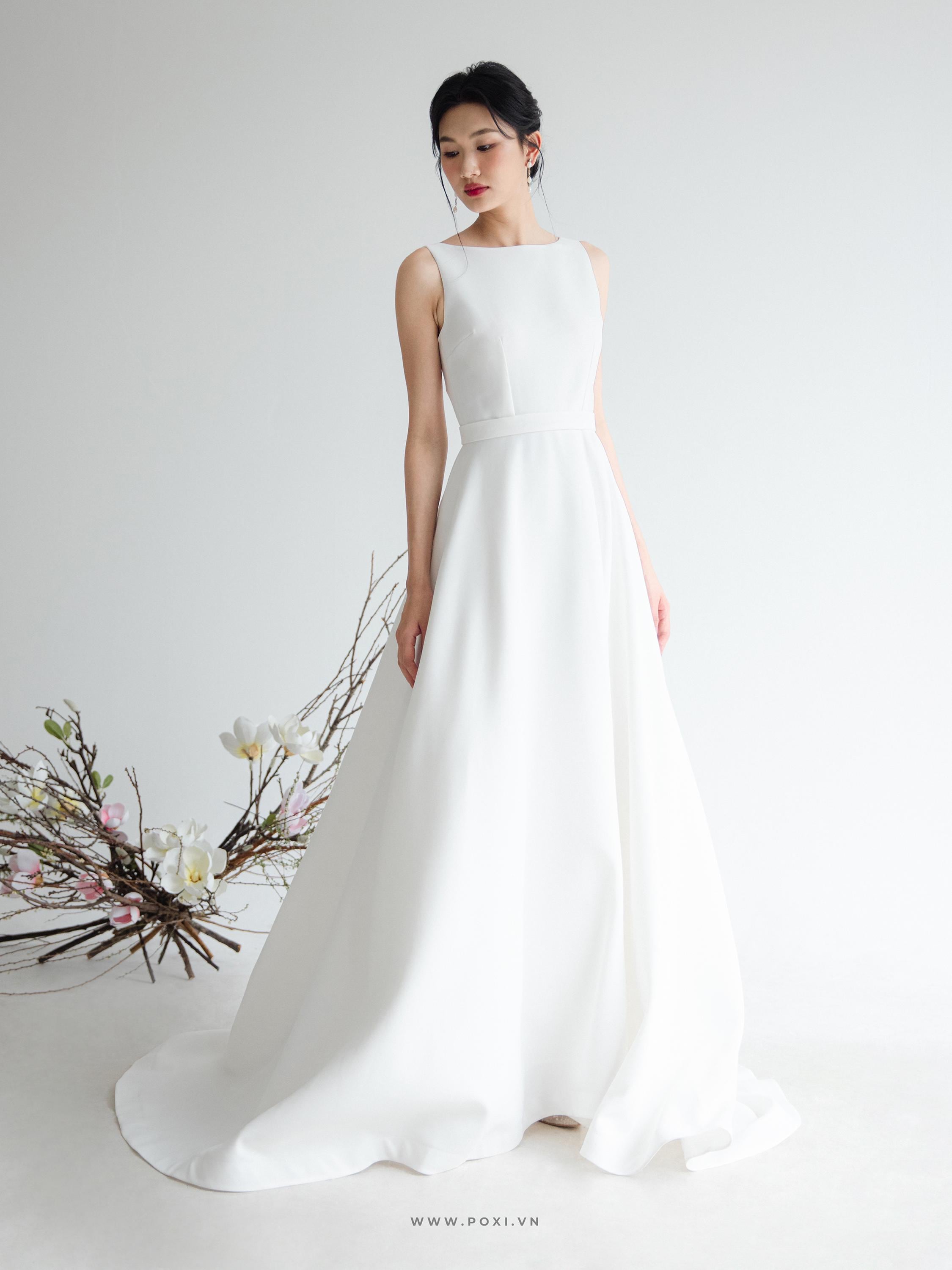Wedding Dress With Bow Back/ Unique Wedding Dress / Star