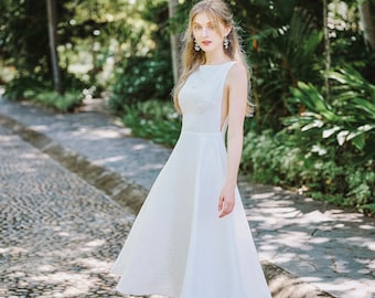 Delicate cut-out prom dress/ Casual wedding dress/ Modest prom dress/ Engagement dress/ D153120B