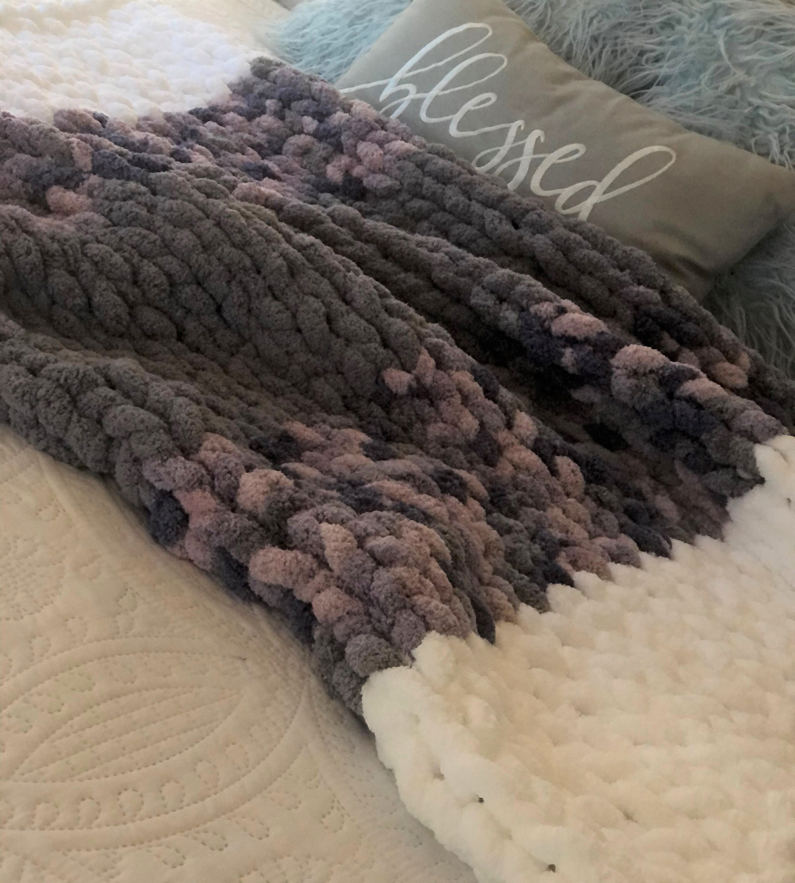 Handknitted Chunky Chenille Blanket Etsy