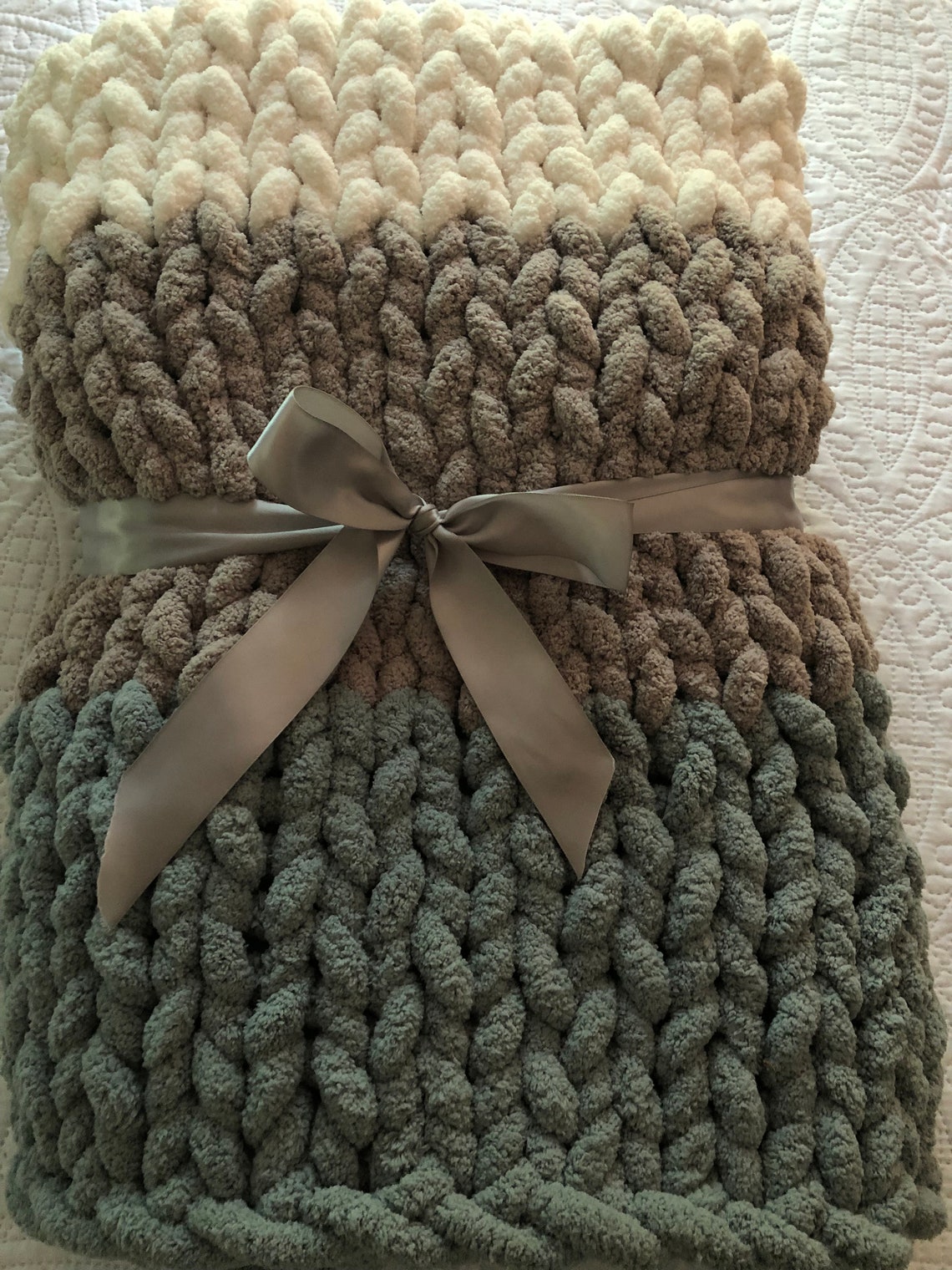Handknitted Chunky Chenille Blanket Etsy