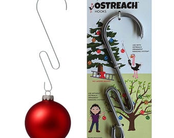 Large Ornament Hooks - Jumbo Ornament Hook, Outdoor Christmas Ornaments Hangers, Ostreach - 10 Pc