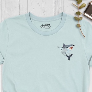 Shark Pocket shirt, Cute Shark Shirt, Little Shark Shirt, Cool Shark Shirt, Funny Shark T-Shirt, Colorful Print Shark Tee, Weekend Outfit