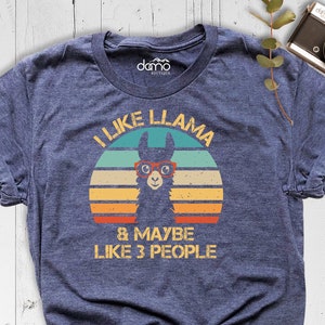 Retro Llama Shirt, I like Llama and Maybe Like 3 People Shirt, Cute Llama Shirt, Sarcastic Friend Shirt Gift, Funny Llama Tee, Animal Shirt