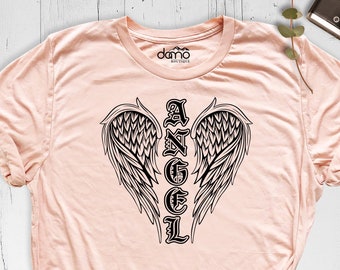 Angel Shirt, Women Graphic Tees, Angel Wings Shirt, Valentines Day Shirt, Gift for Mom, Women Christian Shirt, Angel T-Shirt