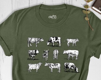Farm Animals Shirt, Cow Shirt, Bull Shirt, Western Shirt for Farm Lovers, Farmer Shirt, Country Shirt, Farm Life Shirt, Cow Breeds Shirt