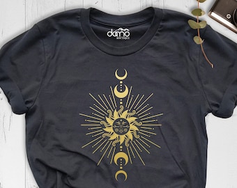 Sun Moon Shirt, Celestial Tee, Mystical Shirt, Moon Gift, Vintage Shirt, Boho girl tee, Moon Shirt, Sun Moon women Shirt, Aesthetic T-Shirt