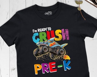 I'm Ready to Crush Pre-K Shirt, Monster Shark Shirt, First Day Of School Tee, Custom School Tee, Kids Back To School Shirt, Kindergarten Tee